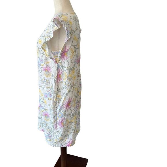 Anthropologie Joie Floral Linen V Neck Ruffle Cap Sleeve Dress - Picture 4 of 8